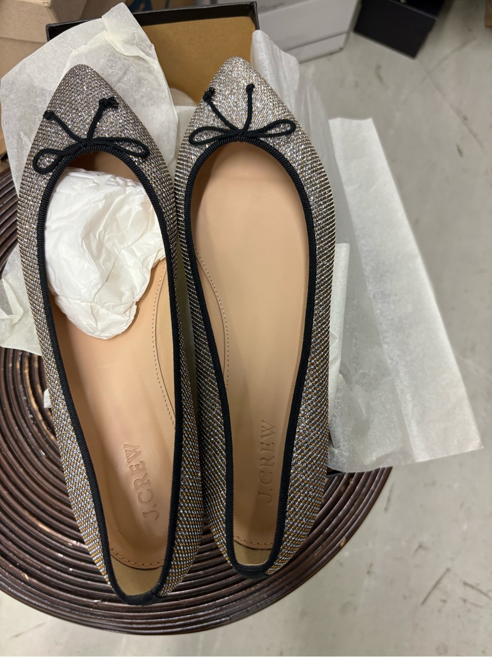 J. Crew Gemma Glitter Flats. Size 9. Like New.